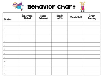 Superhero Behavior Clip Chart by Nala Bella Teaching | TpT