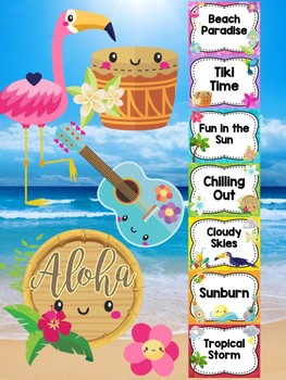 Behavior Chart - Tropical Tiki Theme Behavior Clip Chart, Beach, Hawaii, Beach