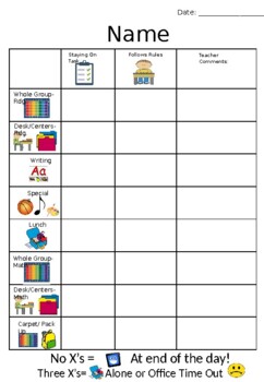 Preview of Behavior Chart w/ Picture Schedule (Editable)