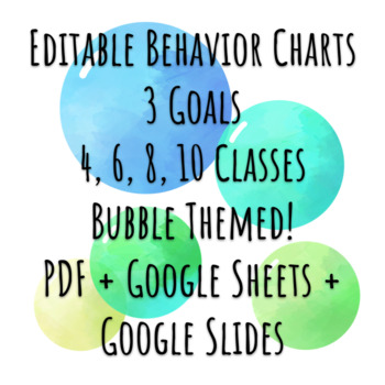 Preview of Behavior Charts (Bubbles) | EDIT | 3 Goals | Smiles/Points | Google Slides/PDF