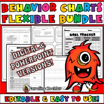 Preview of Behavior Charts Bundle 1 Editable Digital Sheets to Plan and Improve Behavior