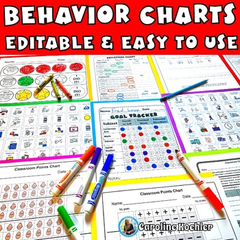 Preview of Behavior Chart SET1 Editable Daily Weekly Individual Tracker Autism RTI IEP ADHD
