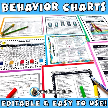 Preview of Daily Behavior Charts Set 2 Editable Individual Management Positive Tracker