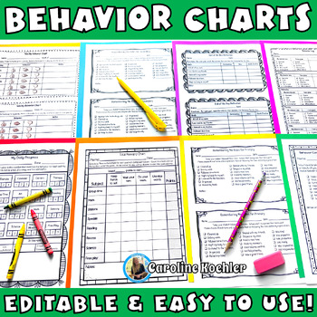 Preview of Behavior Chart Editable Set 4 Individual Management Behaviour Tracker SPED RTI