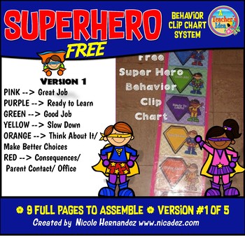 Preview of Behavior Charts - Superhero Theme (Version 1) FREE