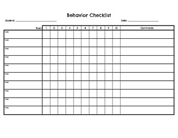 Behavior Checklist by Brittany Bochesa | Teachers Pay Teachers