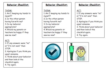 Preview of Behavior Checklist to Keep in Pocket