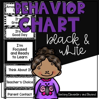 Preview of Black and White Behavior Clip Chart Including an fillable Version
