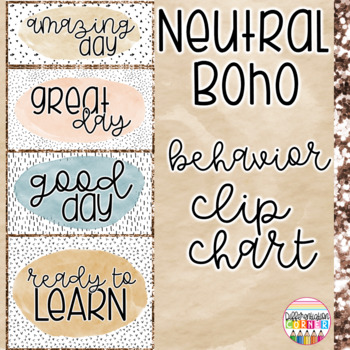 Preview of Behavior Clip Chart Daily Behavior Chart Boho Classroom Decor Neutral Modern