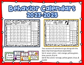 Preview of Behavior Clip Chart Calendars for 2023-2025 (Print and Go)