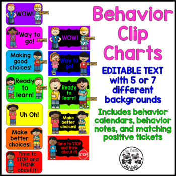 Preview of Editable Behavior Clip Charts (Happy Kids Edition)