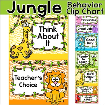 Wild Animals Jungle Theme Behavior Clip Chart by Pink Cat Studio