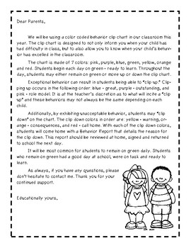 Clip Chart Parent Letter