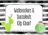 Editable Behavior Clip Chart- Watercolors & Succulents Theme