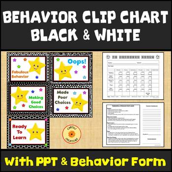 Behavior Clip Chart with PowerPoint and Behavior Tracking Form Black ...