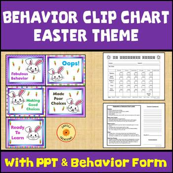 Preview of Behavior Clip Chart with PowerPoint and Behavior Tracking Form Easter Theme