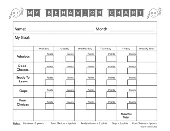 Behavior Clip Chart with PowerPoint and Behavior Tracking Form Emotion Dots