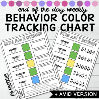 Preview of Behavior Color Tracking Chart with optional AVID Checklist