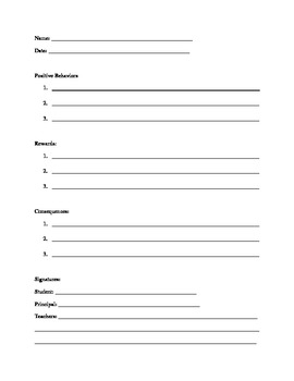 Behavior Contract by Miss Z | TPT