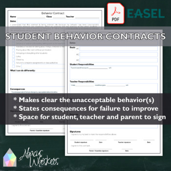 Preview of Behavior Contract Template | Classroom Behavior Contract | Easel & PDF