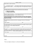 Behavior Contract Template - Editable