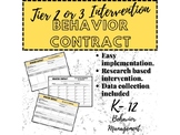 Behavior Contract - Tier 2 or Tier 3 Intervention