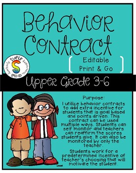 Preview of Behavior Tracker/Contract for Upper Elementary Grades