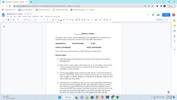 Preview of Behavior Contract middle/ high school