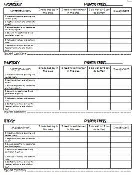 Behavior Contract with Teacher Recording Form with Editable Target ...