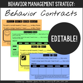 Preview of Behavior Contracts for Primary Grades - EDITABLE