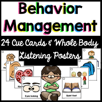 Preview of Behavior Visual  Cue Cards {24 for lanyard} & Whole Body Listening Posters