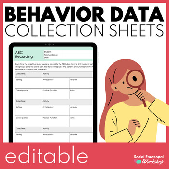 Preview of Editable Behavior Data Collection Sheets & Student Documentation Forms