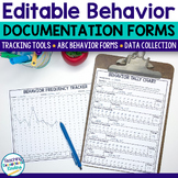 Behavior Data Tracking Sheets with Editable Documentation 