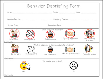Preview of Behavior Debriefing Form