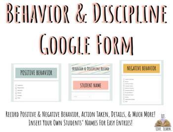 Preview of Behavior & Discipline Record - Google Forms