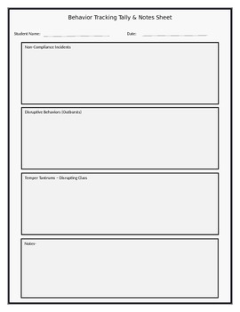 Preview of Behavior Tracker Tracking Documentation Form PBIS SIT GEI RTI MTSS Easy 2 Use