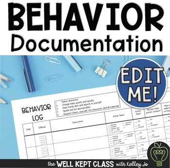 Preview of Behavior Documentation Log EDITABLE Form