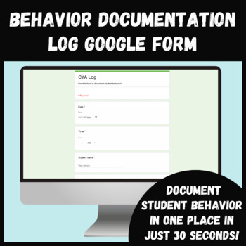 Preview of Behavior Documentation Log - Google Form