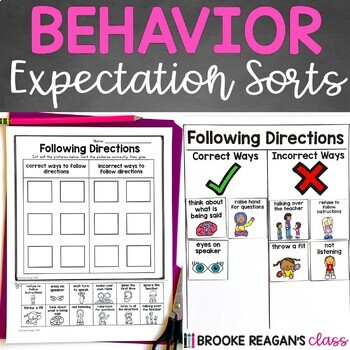 Preview of Behavior Expectations Activities: Expected vs Unexpected Behaviors Sort