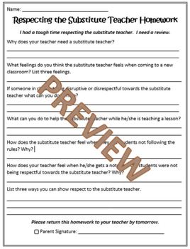 Preview of Behavior Expectations Homework Sheets