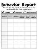 Behavior Form Report *Freebie*