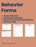 Behavior Forms for student goal setting, reflection, and p