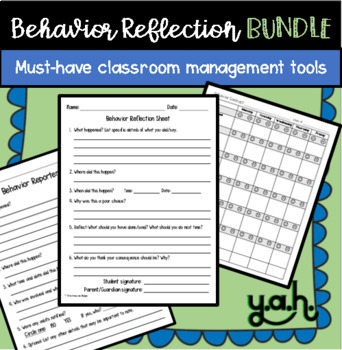 Preview of Behavior Success Contract Goal Setting Forms and Student Reflection BUNDLE