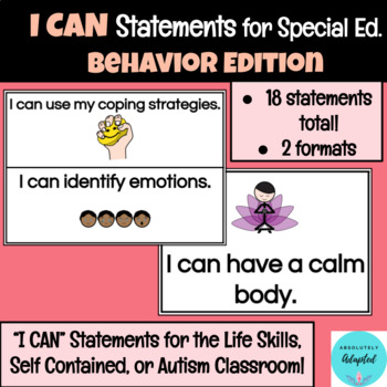 Preview of Behavior I CAN Statements for Life Skills, Self Contained, & Autism Classrooms