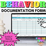 Behavior & Incident Documentation Spreadsheet - Classroom 