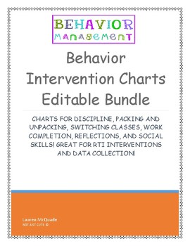 Preview of Behavior Intervention Charts- Growing Bundle