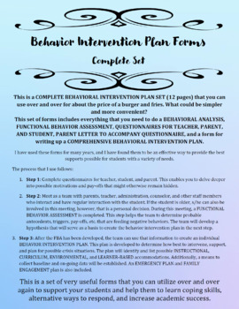 Preview of Behavior Intervention Forms Set- FBA, BIP, Questionnaires RTI PBIS GEI IEP