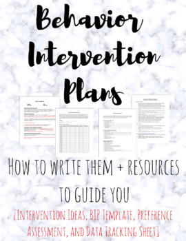 Preview of Behavior Intervention Plan Template [BIP] + Intervention Ideas, Data Tracking