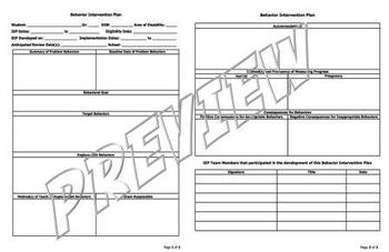 Preview of Behavior Intervention Plan Template PDF Form Fillable & Google Slide Compatible