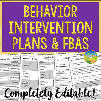Preview of Behavior Intervention Plans and Functional Behavior Assessment Forms (BIP & FBA)